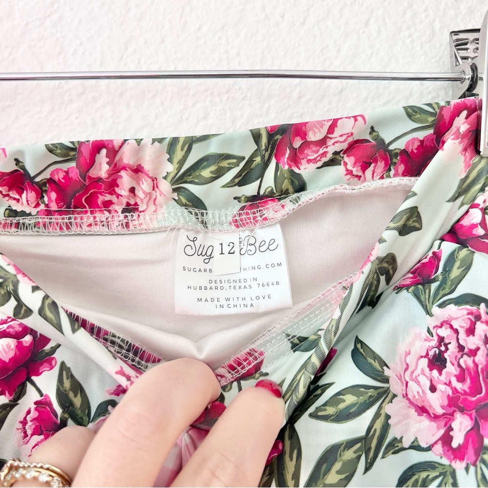 Sugar Bee Boutique Peonies Floral Gingham Skirt Bikini Sz 12 - Picture 7 of 8